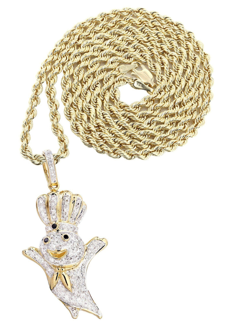 14K Yellow Gold Pillsbury Boy Diamond Necklace  | 0.79 Carats