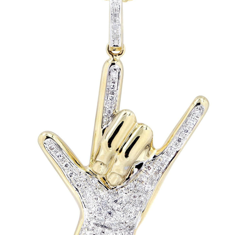 14K Yellow Gold Hand Diamond Necklace  | 0.46 Carats