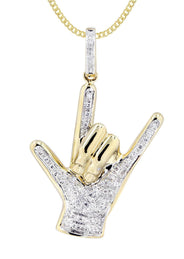 14K Yellow Gold Hand Diamond Necklace  | 0.46 Carats