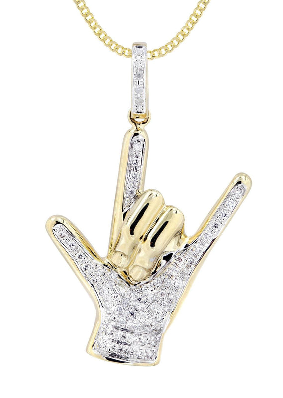 14K Yellow Gold Hand Diamond Necklace  | 0.46 Carats