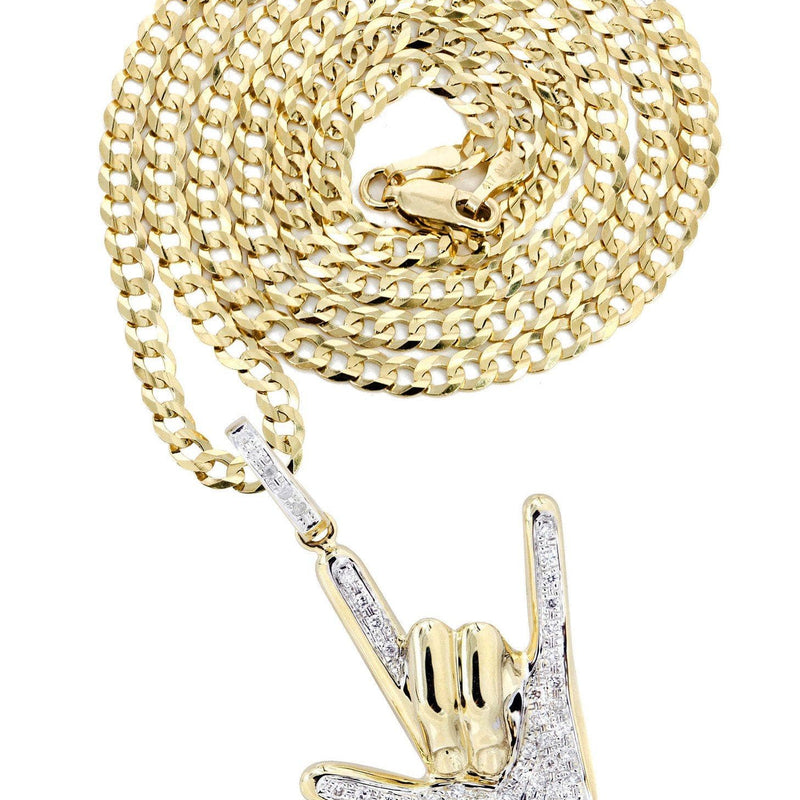 14K Yellow Gold Hand Diamond Necklace  | 0.46 Carats