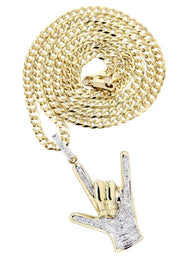 14K Yellow Gold Hand Diamond Necklace  | 0.46 Carats