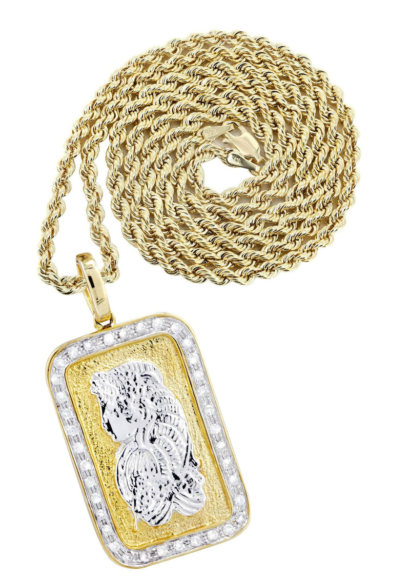10K Yellow Gold Bar Diamond Necklace  | 0.59 Carats