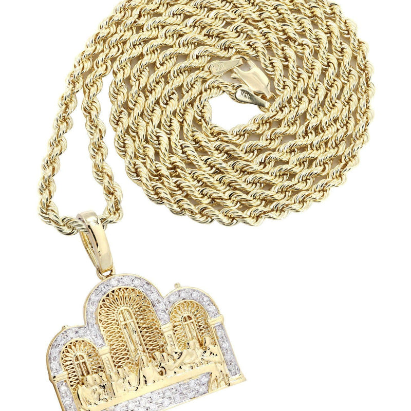 10K Yellow Gold Last Supper Diamond Necklace  | 0.36 Carats