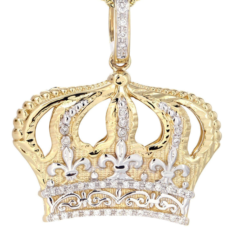14K Yellow Gold Crown Diamond Necklace  | 0.16 Carats