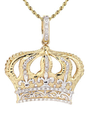 14K Yellow Gold Crown Diamond Necklace  | 0.16 Carats