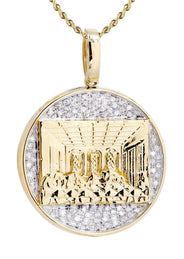 10K Yellow Gold Last Supper Diamond Necklace  | 0.32 Carats