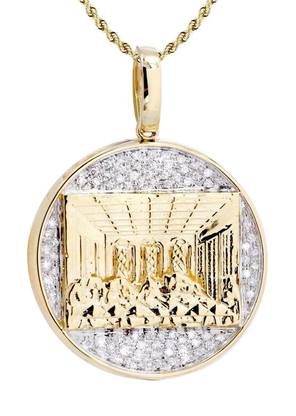 10K Yellow Gold Last Supper Diamond Necklace  | 0.32 Carats