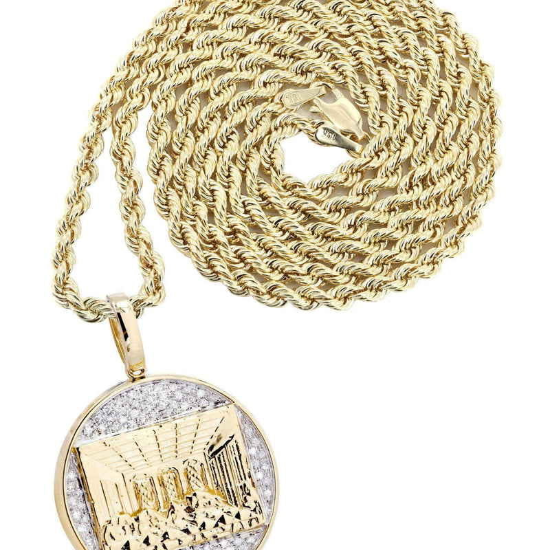 10K Yellow Gold Last Supper Diamond Necklace  | 0.32 Carats