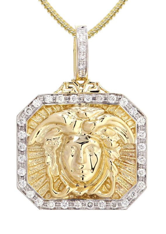 14K Yellow Gold Medusa Diamond Necklace  | 0.48 Carats