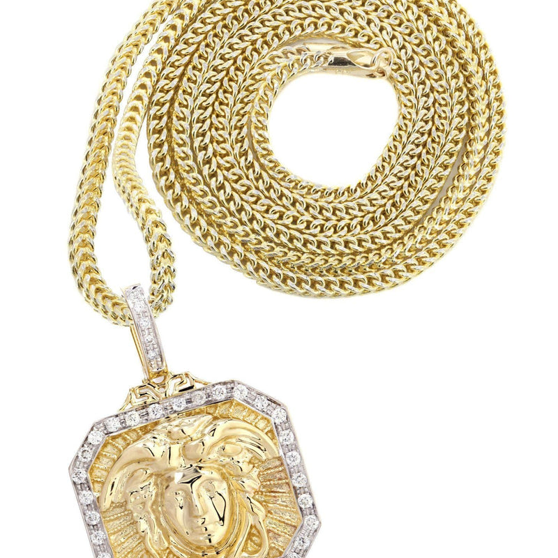 14K Yellow Gold Medusa Diamond Necklace  | 0.48 Carats