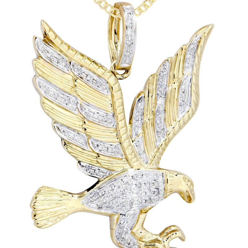 10K Yellow Gold Eagle Diamond Necklace  | 0.27 Carats