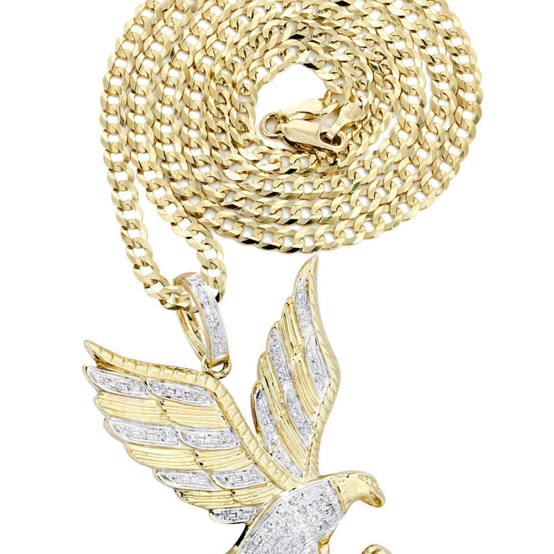 10K Yellow Gold Eagle Diamond Necklace  | 0.27 Carats