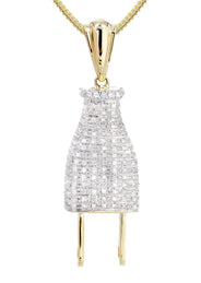 10K Yellow Gold Plug Diamond Necklace  | 0.66 Carats