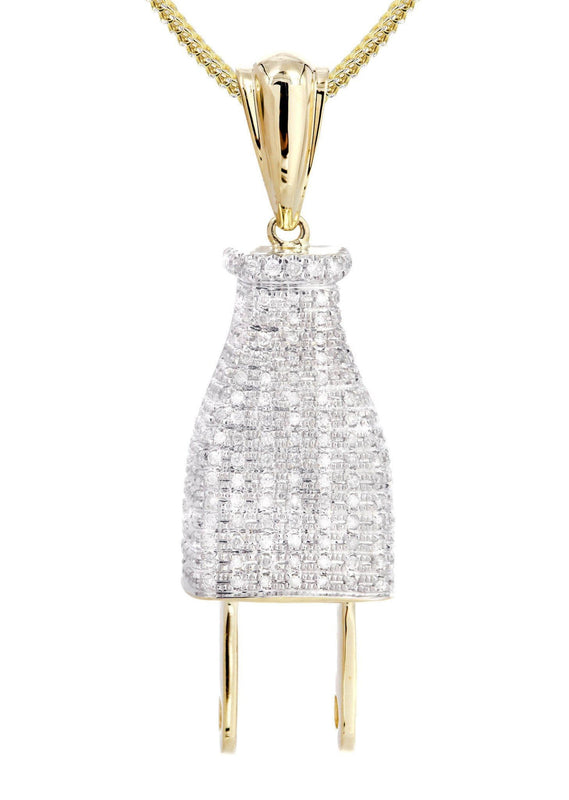 10K Yellow Gold Plug Diamond Necklace  | 0.66 Carats