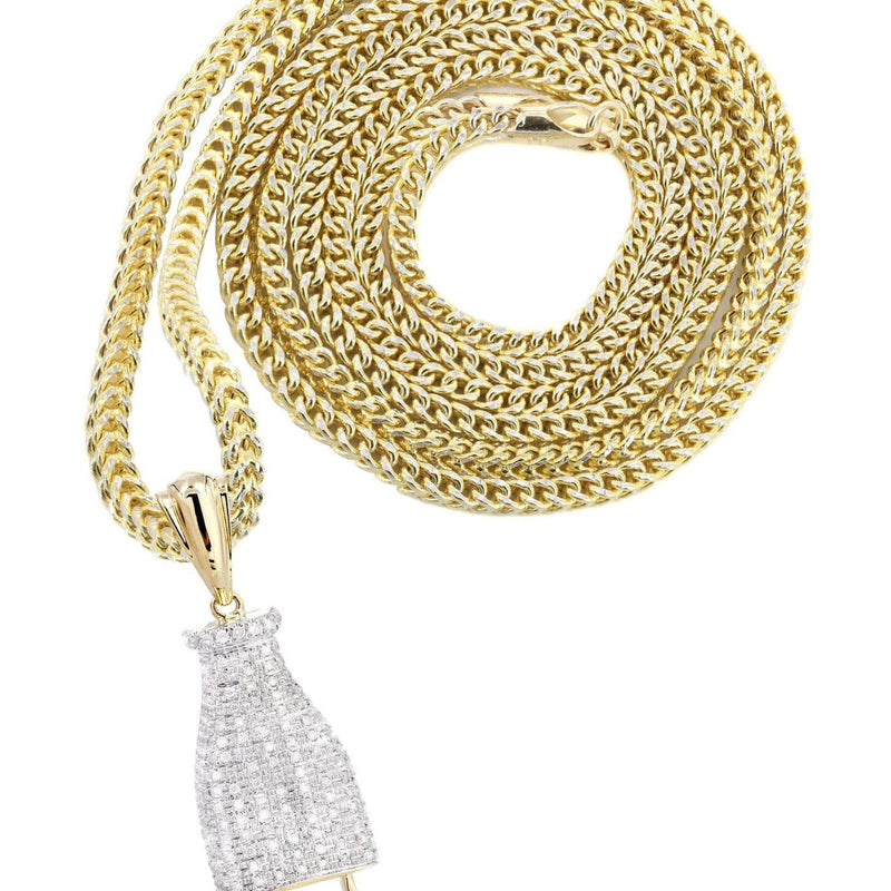 10K Yellow Gold Plug Diamond Necklace  | 0.66 Carats