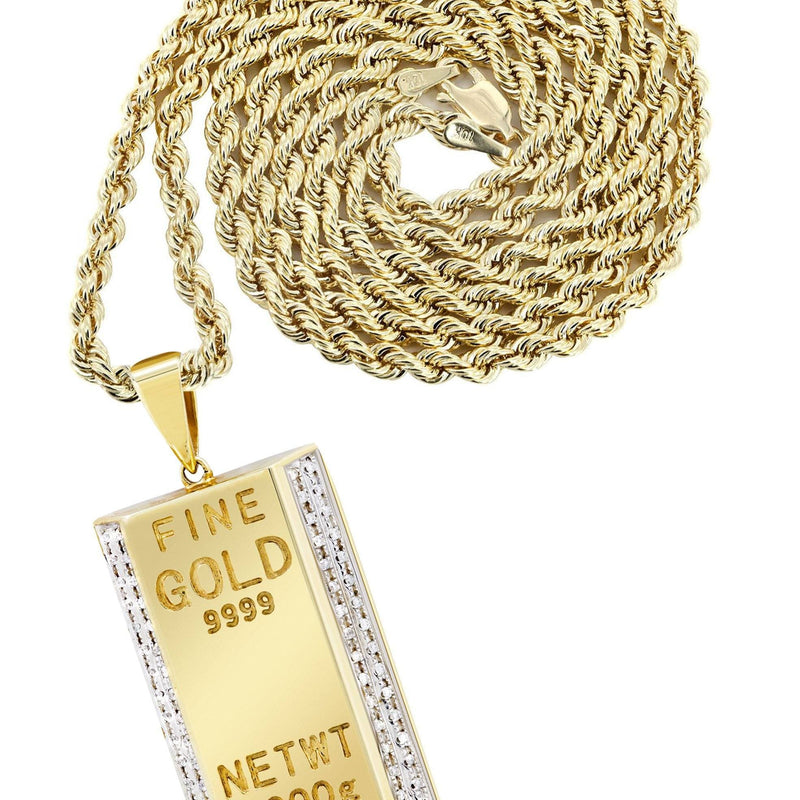 10K Yellow Gold Kilo Bar Diamond Necklace  | 0.33 Carats