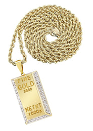 10K Yellow Gold Kilo Bar Diamond Necklace  | 0.33 Carats