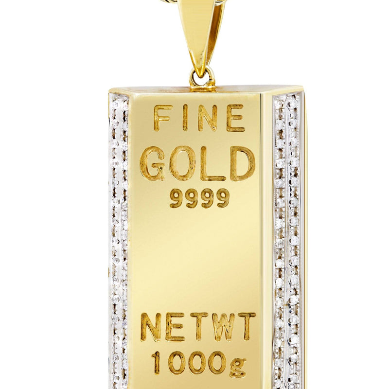 10K Yellow Gold Kilo Bar Diamond Necklace  | 0.33 Carats