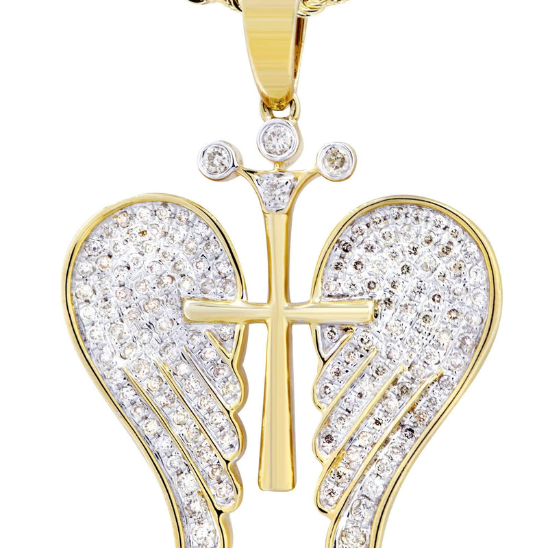 10K Yellow Gold Wings Diamond Necklace  | 0.77 Carats