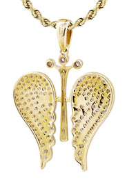 10K Yellow Gold Wings Diamond Necklace  | 0.77 Carats