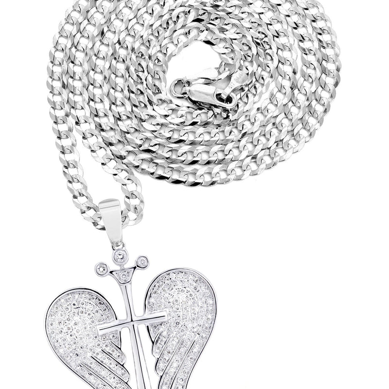 10K White Gold Wings Diamond Necklace  | 0.86 Carats