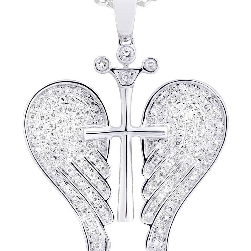 10K White Gold Wings Diamond Necklace  | 0.86 Carats