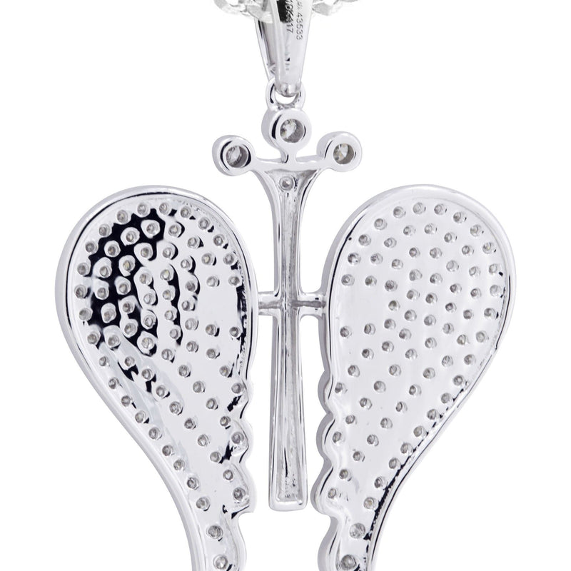 10K White Gold Wings Diamond Necklace  | 0.86 Carats