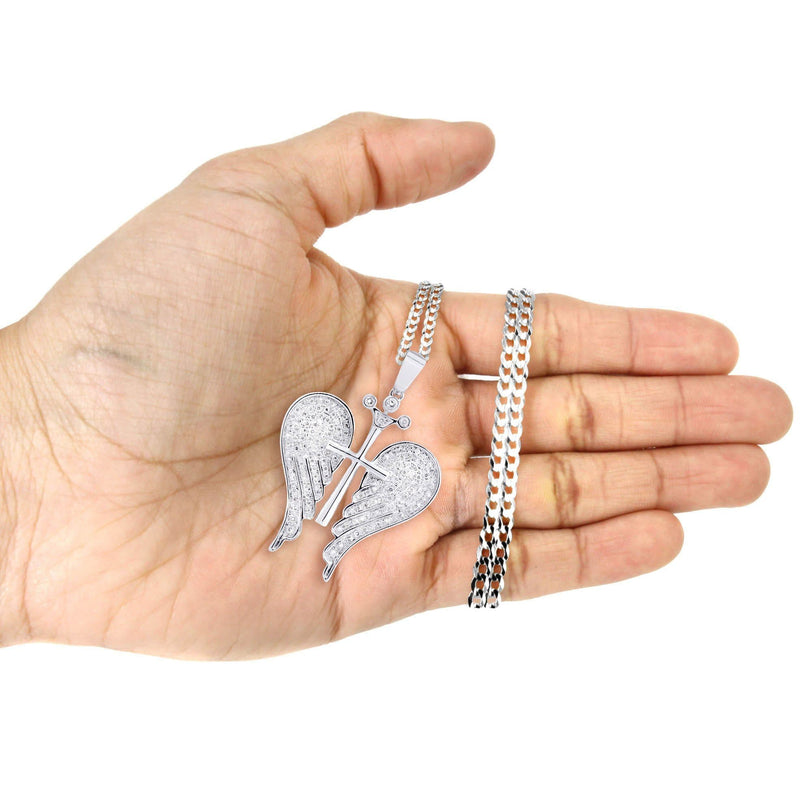 10K White Gold Wings Diamond Necklace  | 0.86 Carats