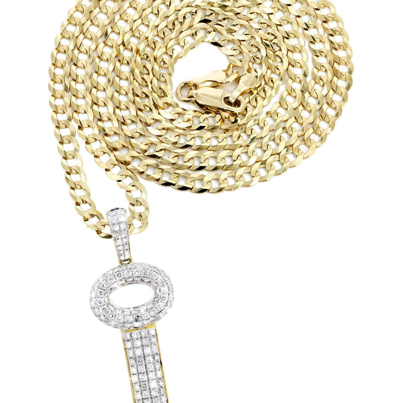10K Yellow Gold Key Diamond Necklace  | 2.78 Carats