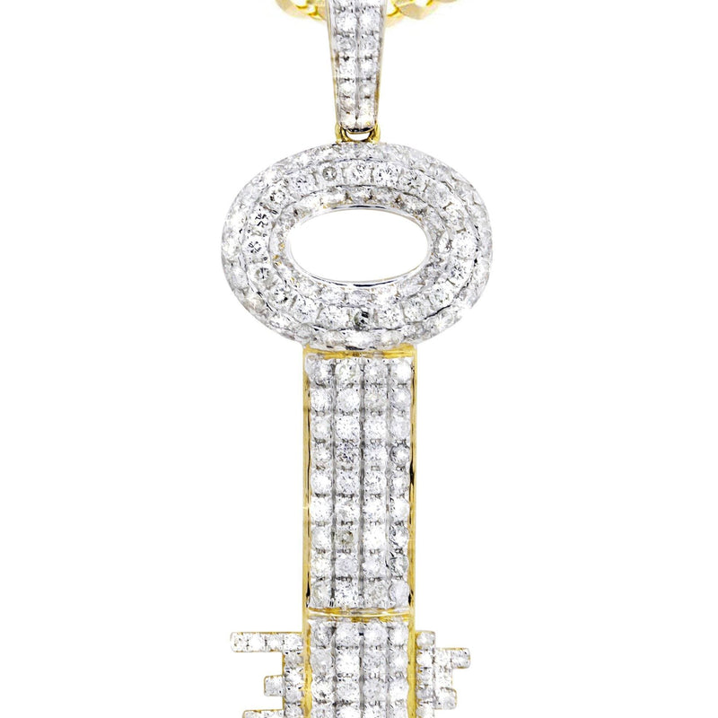 10K Yellow Gold Key Diamond Necklace  | 2.78 Carats