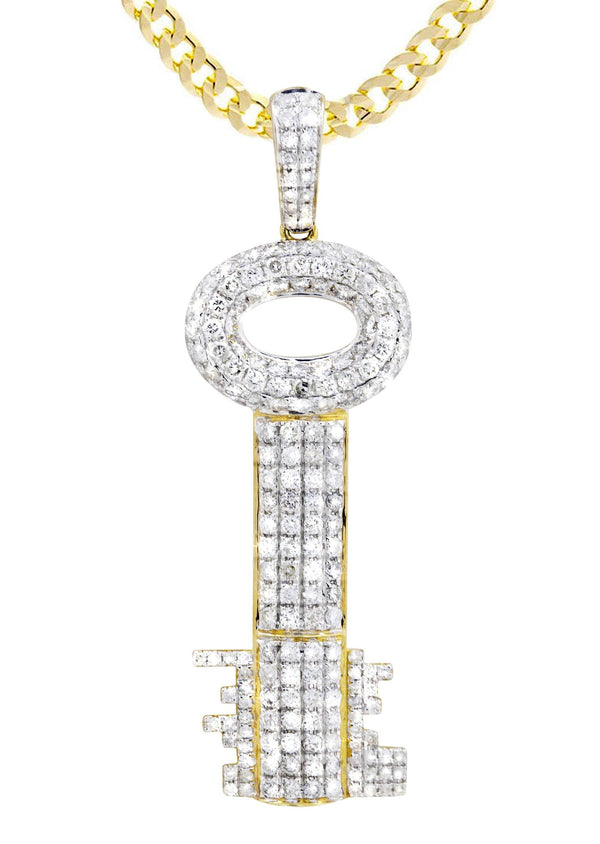10K Yellow Gold Key Diamond Necklace  | 2.78 Carats