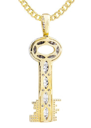 10K Yellow Gold Key Diamond Necklace  | 2.78 Carats