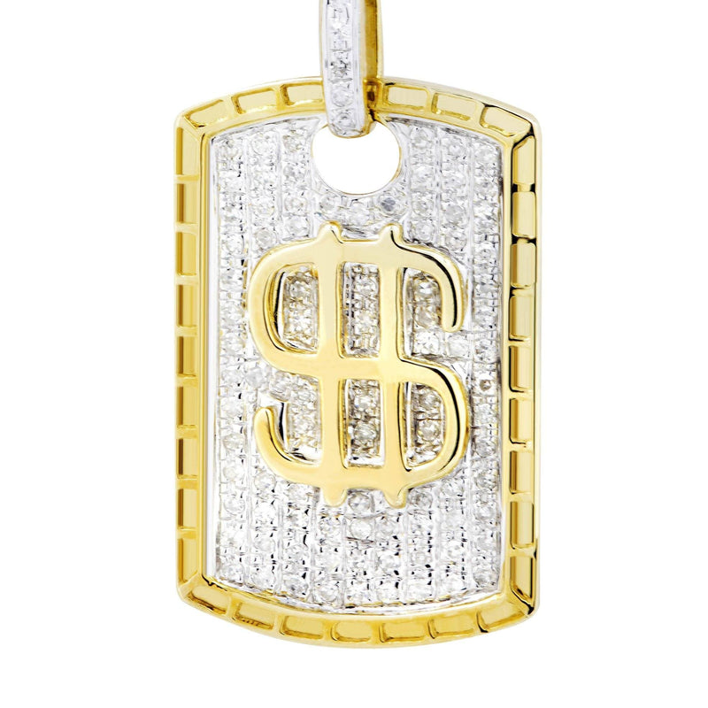 10K Yellow Gold Dog Tag Diamond Necklace  | 0.52 Carats