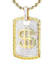 10K Yellow Gold Dog Tag Diamond Necklace  | 0.52 Carats