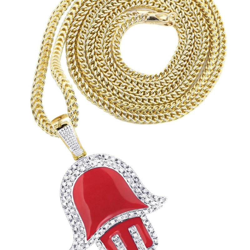 10K Yellow Gold Hamsa Diamond Necklace  | 0.8 Carats