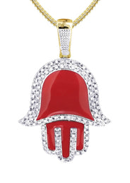 10K Yellow Gold Hamsa Diamond Necklace  | 0.8 Carats