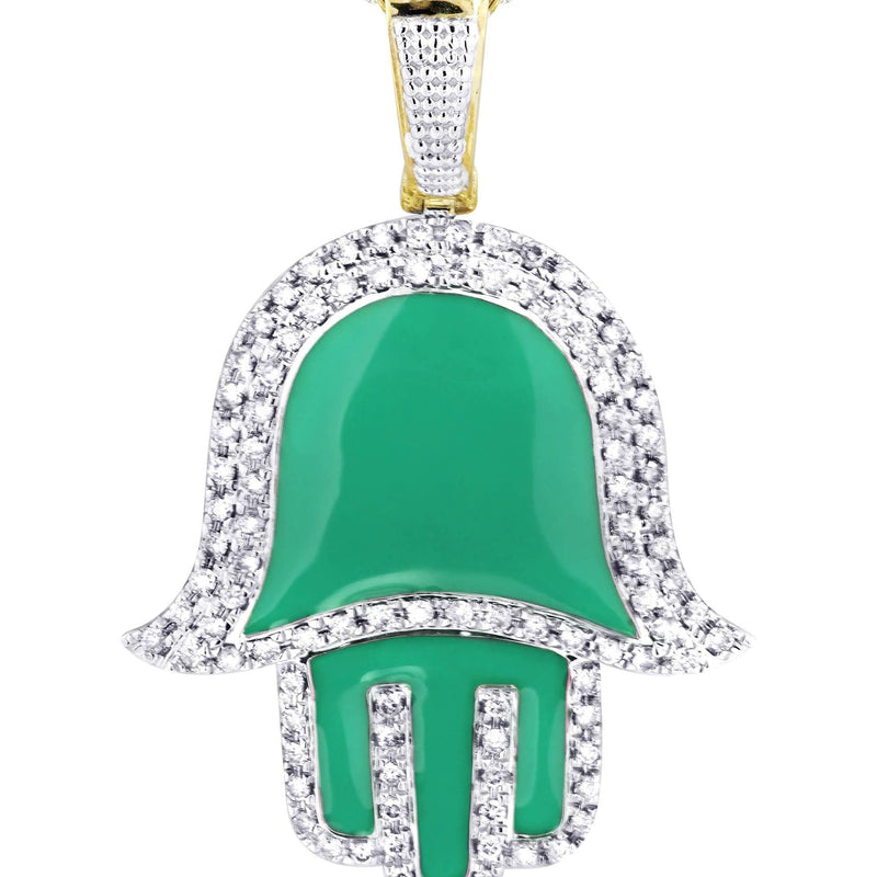 10K Yellow Gold Hamsa Diamond Necklace  | 0.8 Carats