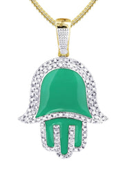 10K Yellow Gold Hamsa Diamond Necklace  | 0.8 Carats
