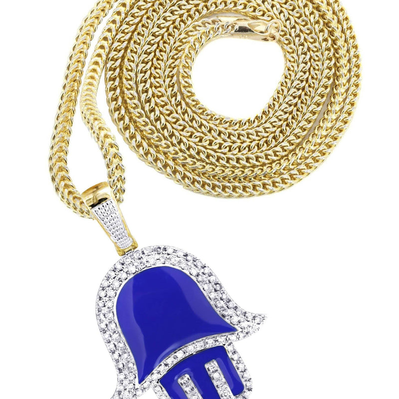 10K Yellow Gold Hamsa Diamond Necklace  | 0.8 Carats
