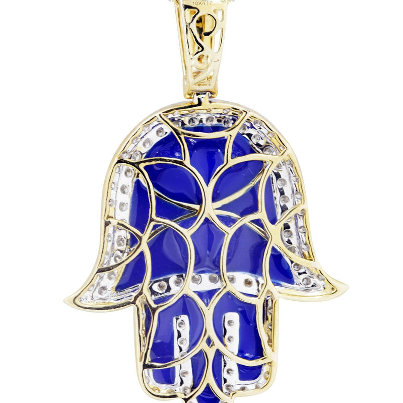 10K Yellow Gold Hamsa Diamond Necklace  | 0.8 Carats