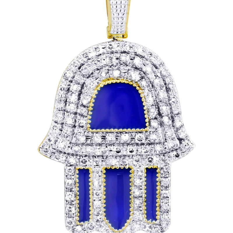 10K Yellow Gold Hamsa Diamond Necklace  | 0.76 Carats