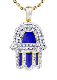 10K Yellow Gold Hamsa Diamond Necklace  | 0.76 Carats