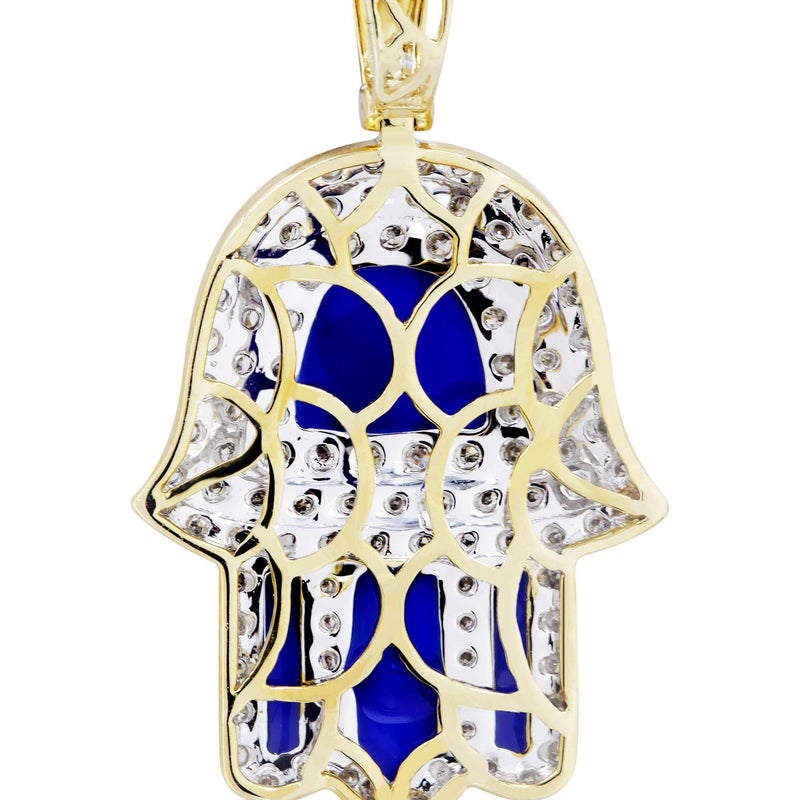 10K Yellow Gold Hamsa Diamond Necklace  | 0.76 Carats