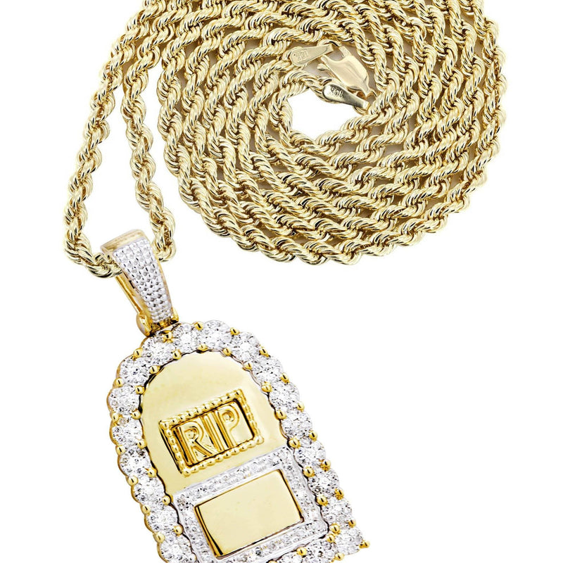 10K Yellow Gold RIP Diamond Necklace  | 0.85 Carats