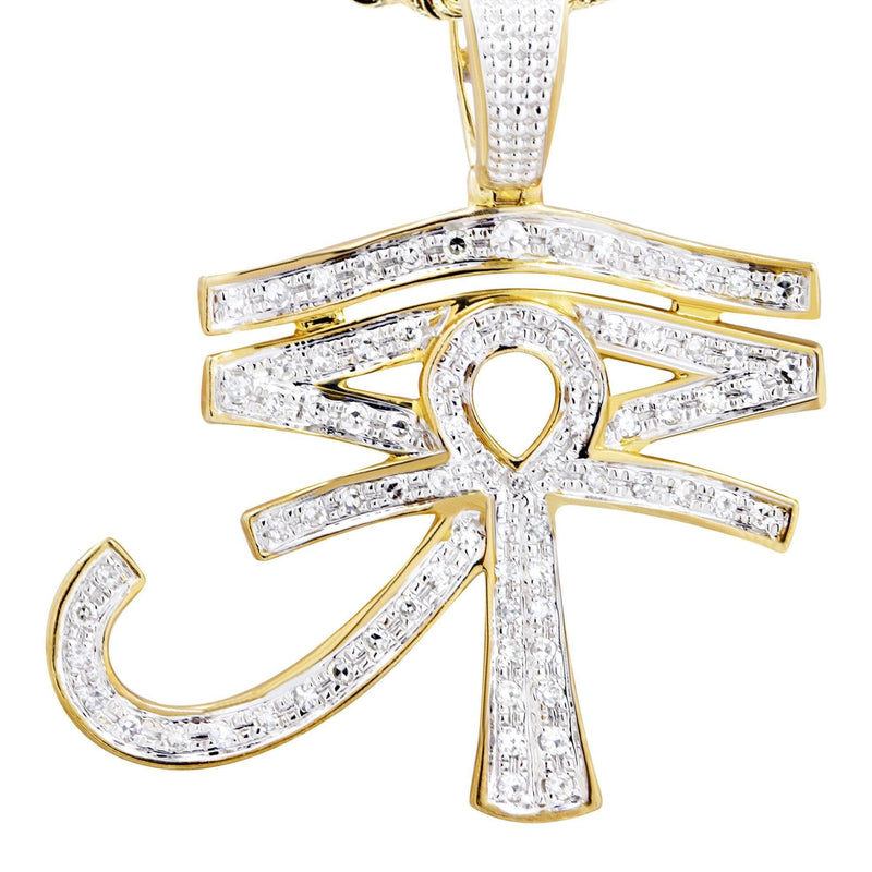 10K Yellow Gold Eye of Ra Diamond Necklace  | 0.71 Carats
