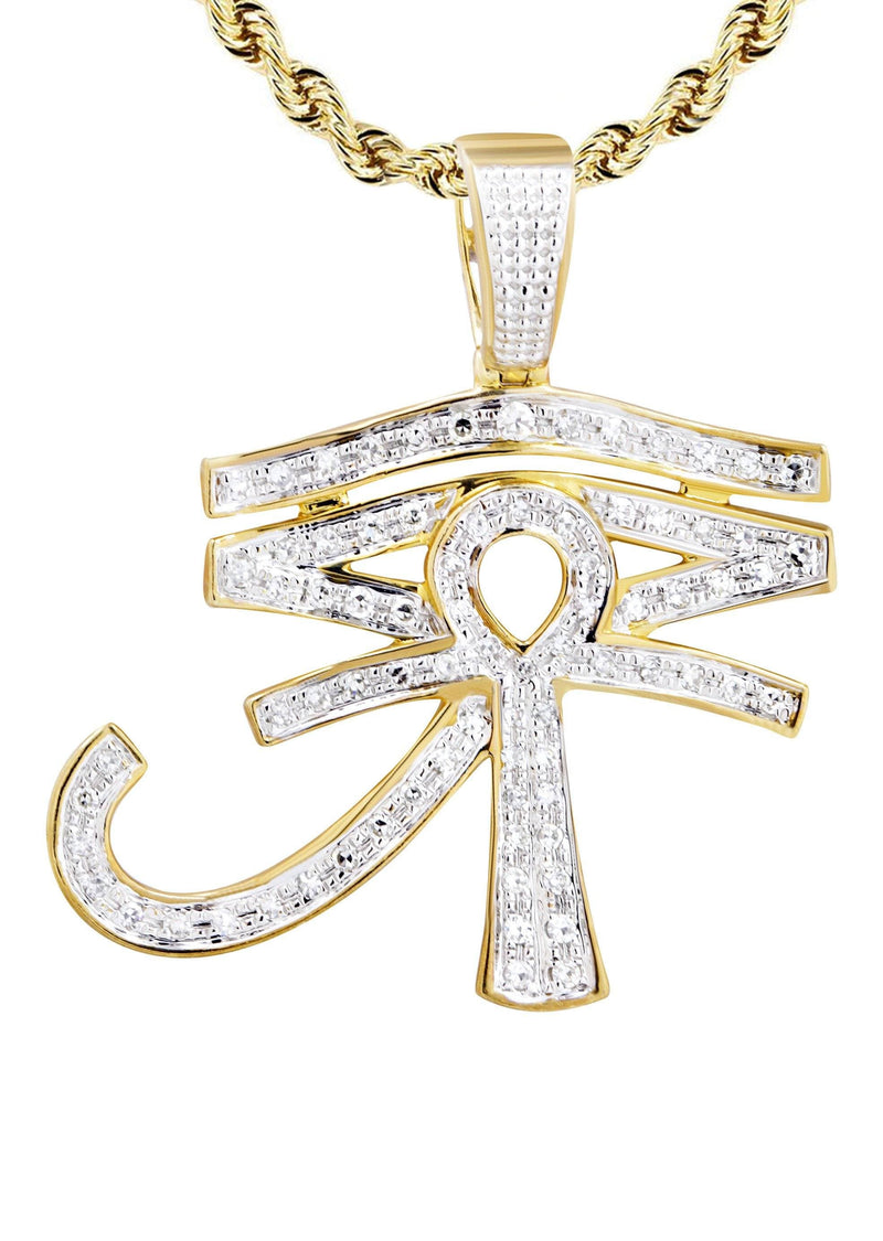 10K Yellow Gold Eye of Ra Diamond Necklace  | 0.71 Carats