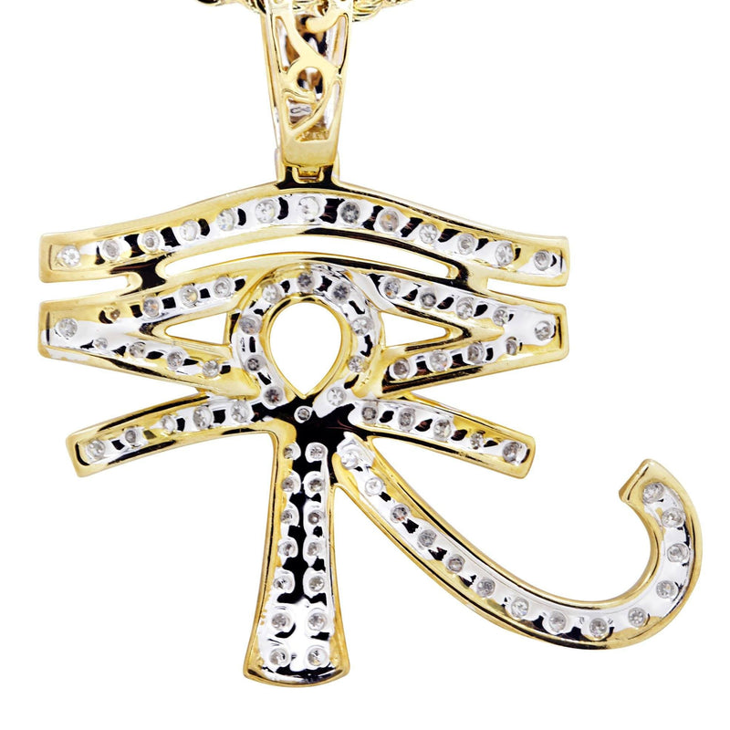 10K Yellow Gold Eye of Ra Diamond Necklace  | 0.71 Carats