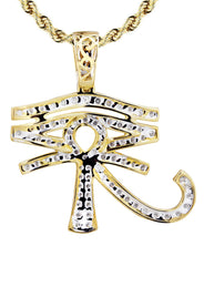 10K Yellow Gold Eye of Ra Diamond Necklace  | 0.71 Carats