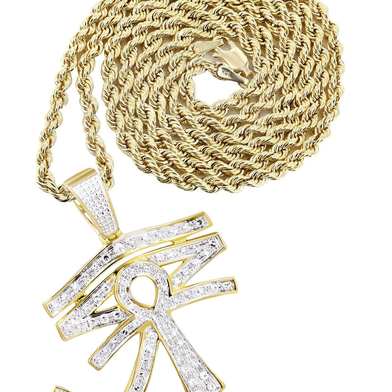 10K Yellow Gold Eye of Ra Diamond Necklace  | 0.71 Carats